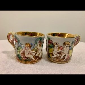Vintage Signed Capodimonte Gilded Demitasse Cup